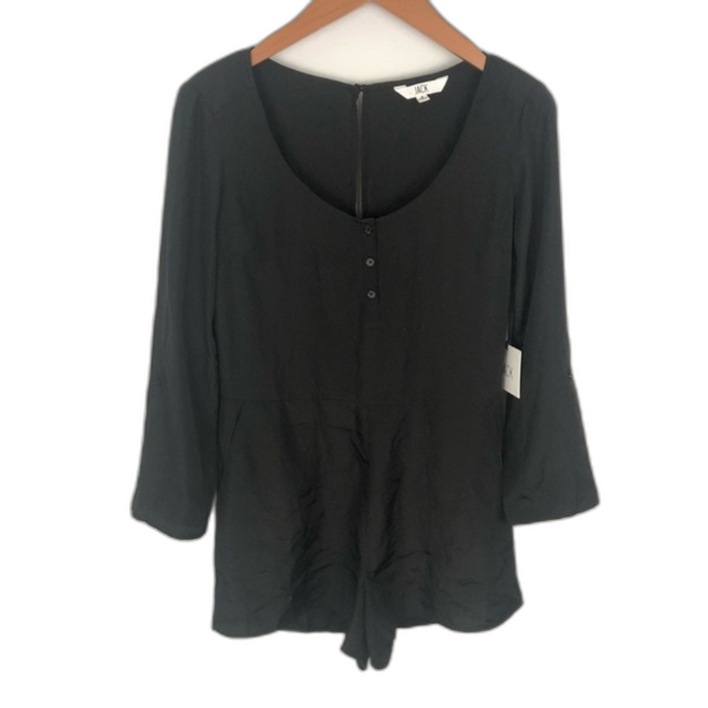 Jack By BB Dakota Black Patty Crepon Button-Front Romper NWT Size 4 Summer
